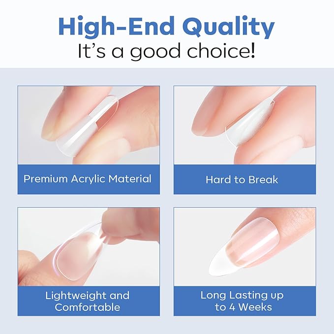 modelones Extra Short Coffin Nail Tips, Pre-shaped Soft Gel Tips Fake Nails False Acrylic Clear Full Cover Press on Extension Kit Gel Manicure DIY at Home 216PCS 12Sizes