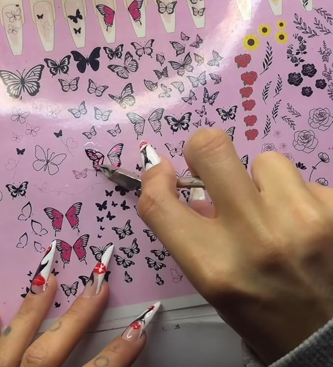 Gel & Acrylic Nail art Practice Sheet,Reusable Nail Art Training mat DIY Sticker Stencil Guide French Tip stiletto Nail Sculpting 3D Nail Design Worksheet Nail Tech Practice Gel X acrylic nails (6)