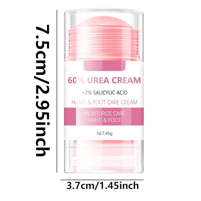 60% Urea plus 2% Salicylic Acid Hand and Foot Cream, Peach Scented Hand and Foot Moisturizer for Rough and Dry Cracked Hands, Elbows, Feet and Heels, Exfoliating Repair Balm, 1.58 OZ