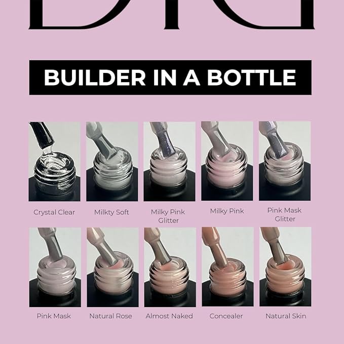 Didier Lab Premium Nail Builder Gel in a Bottle Natural Rose - LED UV Builder Gel for Strengthening and Repairing Natural Nails - 0.51 fl oz