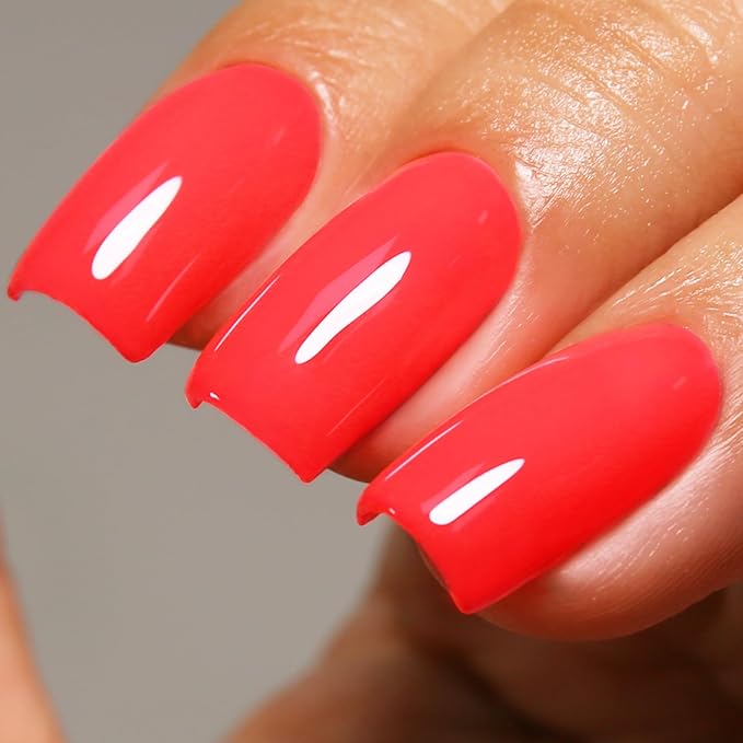 Neon Gel Polish, 0.5 Fl Oz Neon Strawberry Red Gel Nail Polish Spring Summer Soak off LED UV Art Starter Manicure Salon DIY Design