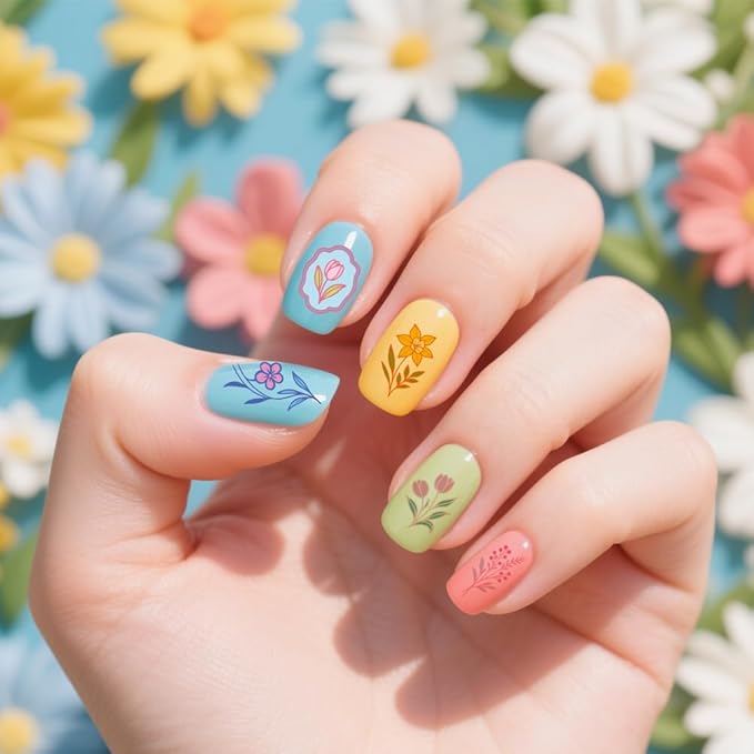 UNICRAFTALE 3Pcs Nail Stamp Plates Set Flower Stamping Plate Flower Leaves Stamp Templates Image Nail Stencils Nail Art Plates with Nail Scraper for Women DIY Nail Design Tools