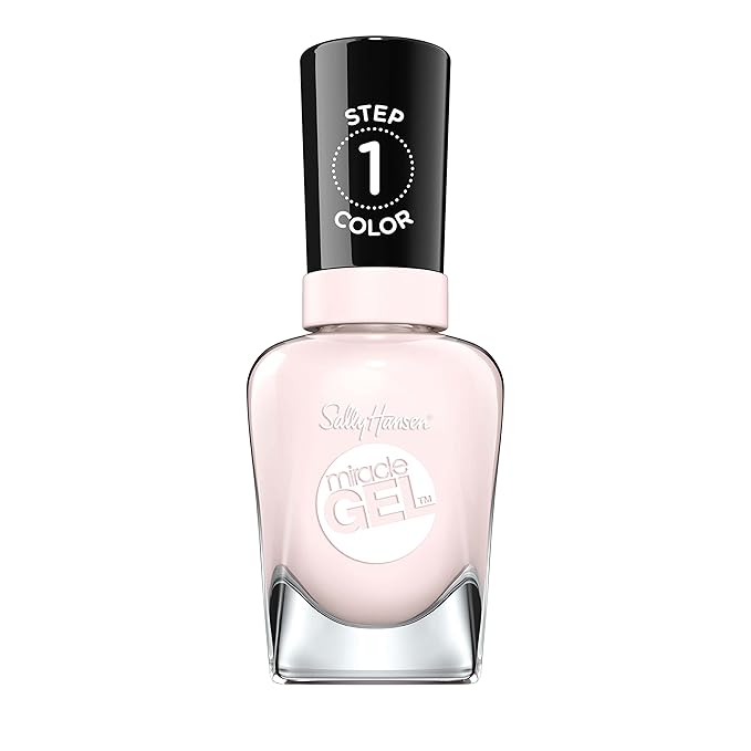 Sally Hansen Miracle Gel Salon Quality Nail Polish | Gel-Like Formula, Two-Step System, No UV Light Needed, Long Lasting | Semi-opaque, glossy | 247 Little Peony | Light Pink Nail Color