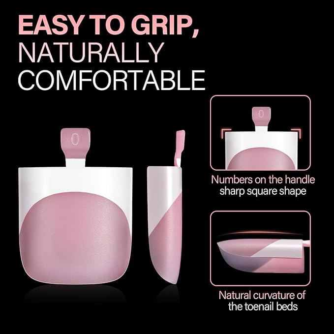 AILLSA French Tip Toe Nail Tips Press on, 150PCS Sharp Square Pre-Designed Fake Toenail Extension, 15 Sizes Berry Pink Acrylic Wearable Full Cover for Women Nail Art DIY