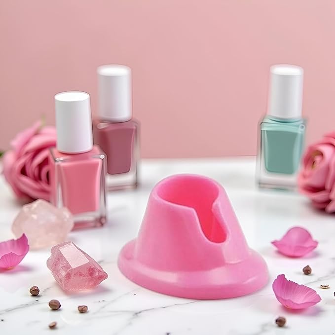 2Pcs Pink Nail Polish Bottle Holder Soft Rubber Anti-Spill Nail Polish Stand Display Manicure Tools
