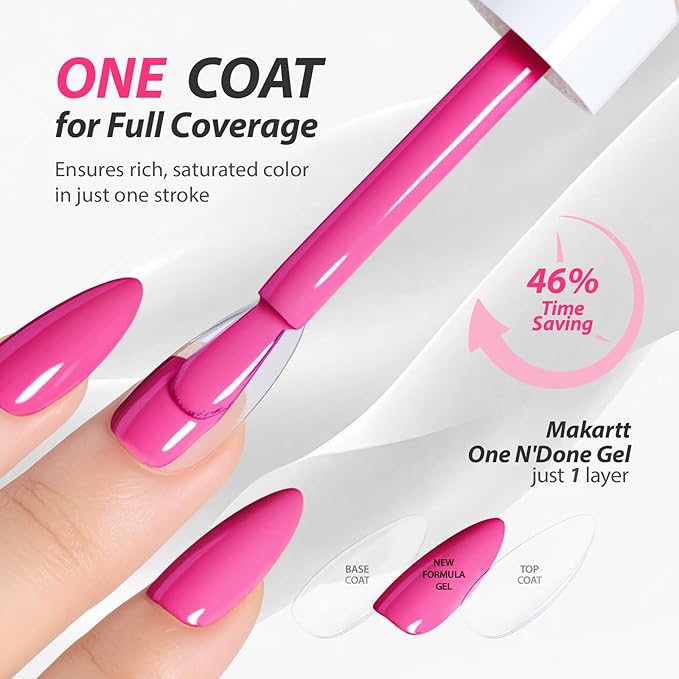 Makartt Ultra-Pigmented Rose Red Gel Nail Polish 15ml One N'Done Gel Polish One-Coat High-Gloss Ceramic Shine, Salon-Grade UV Nail Art Manicure DIY Salon Home - Pop Crush