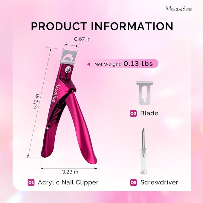 MelodySusie Acrylic Nail Clippers, Nail Clippers Cutters for Acrylic Nails Fake Nail Tips, Adjustable Stainless Nail Trimmer, Manicure Tool for Salon Home Nail Art, Plum