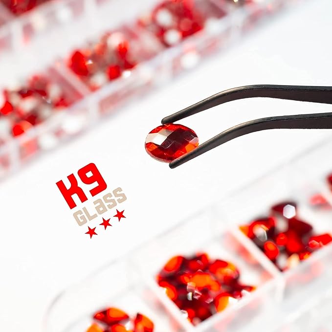24 Styles Ruby Red Nail Rhinestones Multi-Shapes K9 Glass Flatback Siam Red Big Gems Round Beads Stones Diamonds Jewels Crystals Nail Art Charms for Nails Face Eyes Makeup Crafts Clothes Shoes