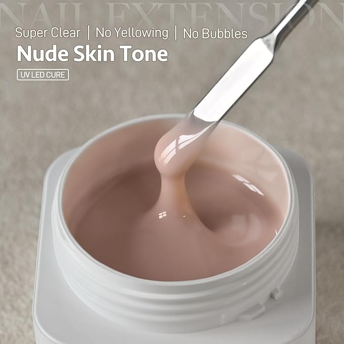 GAOY Watery Crystal Poly Gel for Nail Extensions, 30g Nail Builder Gel, Thin Viscosity, Easy Application & High Hardness, Nude Skin Tone 02
