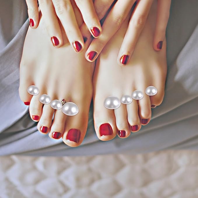 Pedicure Toe Separators with Rhinestone Pearl Design 24Pcs Silicone Toe Dividers for Nail Art and Correction Comfortable Reusable Spacers for Home and Professional Salon Use