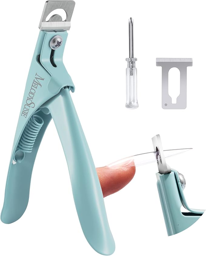 MelodySusie Acrylic Nail Clippers, Professional Nail Clippers Cutters for Acrylic Nails Fake Nail Tips, Adjustable Stainless Nail Trimmer, Manicure Tool for Salon Home Nail Art, Green