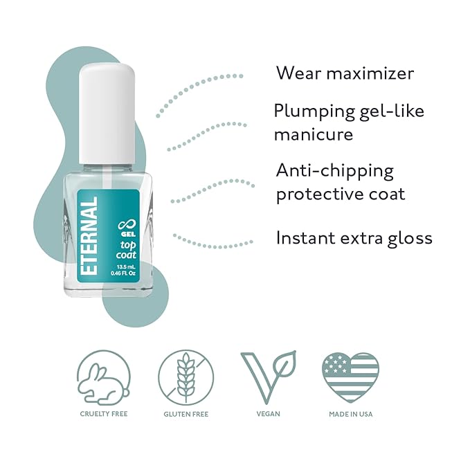 Eternal Top Coat Gel – Mirror Shine Strength No UV Lamp Nail Polish – 3 Pack