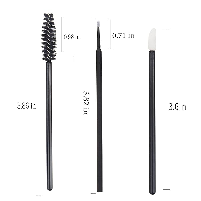 300 PCS Eyelash Extension Supplies Kit,Disposable Lash Spoolies Brushes Micro Swab Brushes Mascara Wand Lip Brushes for Eyelash Extension Tattoo Lipstick Applicator (Black)