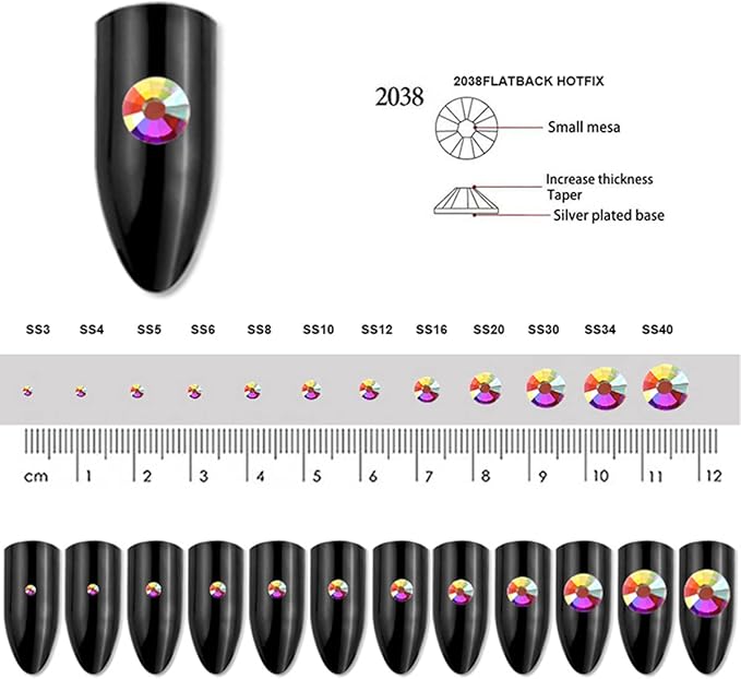 ECYC 1440 Pcs 2mm Flatback Crystal Rhinestones, Silver Nail Art Decoration Rhinestones Glitter Glass Gems Stones for DIY Crafts Nails Clothes Shoes Bags Decoration,Clear