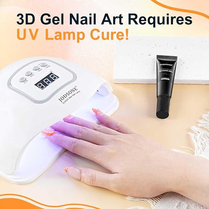 JODSONE Clear 3D Gel Nail Art - 15g No Wipe Crystal Clear Sculpting Gel for DIY 3D Nail Art Design, Texture Molding & Rhinestone Decoration