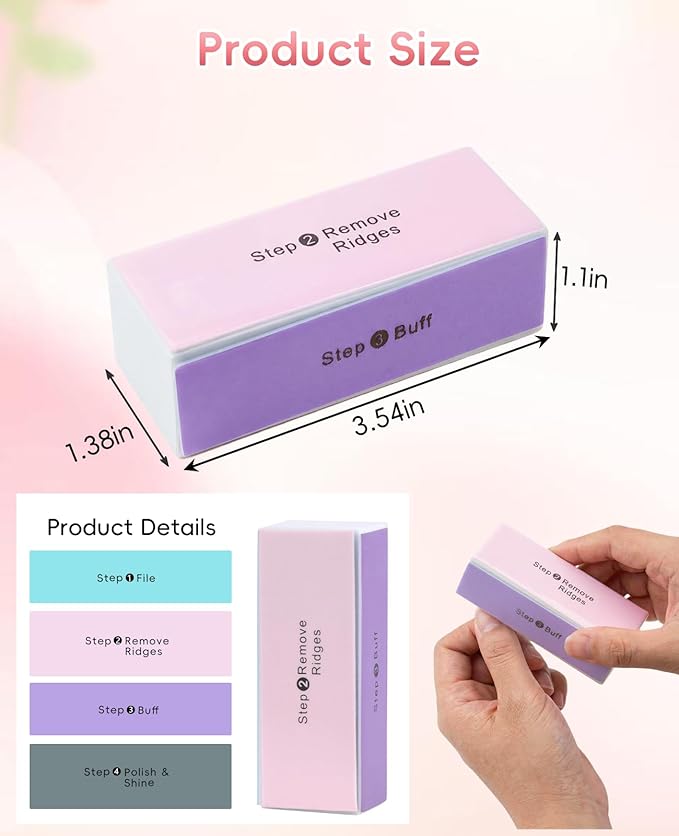 12PCS 4 Sided Nail Buffer Block, Shine Nail Files and Buffers