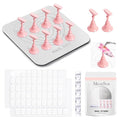 MelodySusie Nail Stand for Press Ons, Super Metal Square With Heart Pattern Magnetic Base for Painting Display with Brush Holder And Reusable Double-Sided Tape for Home DIY Salon Supplies