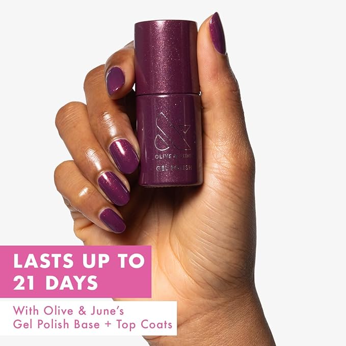 Olive & June Gel Polish | UV LED Nail Lamp Needed | Long Lasting Formula | Up to 21 Days of Wear | Damage-Free Removal | Salon-Quality Manicure, Pedicure at Home | Glitter Purple | On the Promenade