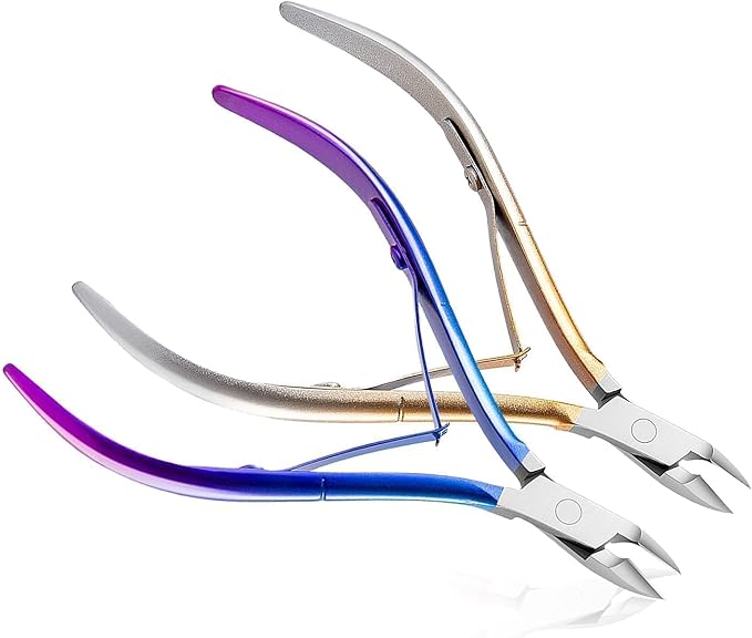 Cuticle Nipper, Polished Coated Durable Trimmer, Nail Clipper with Fine Edge, Comfort Grip Cuticle Cutter and Remover Tool Kit for Nail Care (Yellow+Blue-2 PACK)