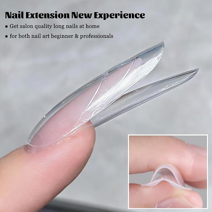 Sandwich Dual Nail Forms for Builder Gel, 180PCS Nail Forms with Brush Pen File Polygel Extension Tools Kit Top & Bottom Dual Form System Guide Lines Tips Professional Manicure Supply (Almond)