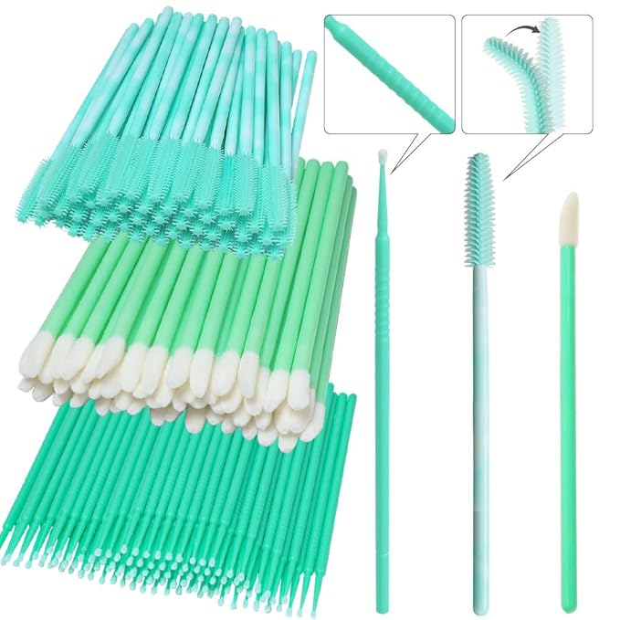 300 Pack Disposable Spoolies Brushes Sets Mascara Wand Lip Brushes Cotton Swab for Eyebrow Eyelash Extension Tattoo Lipstick Applicator