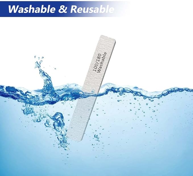 Nail File, 24 Pack Professional Reusable Washable Nail Files, 100/180 Grit Double Sides Professional Manicure Tools Kit, Nail Styling Tools for Home Salon