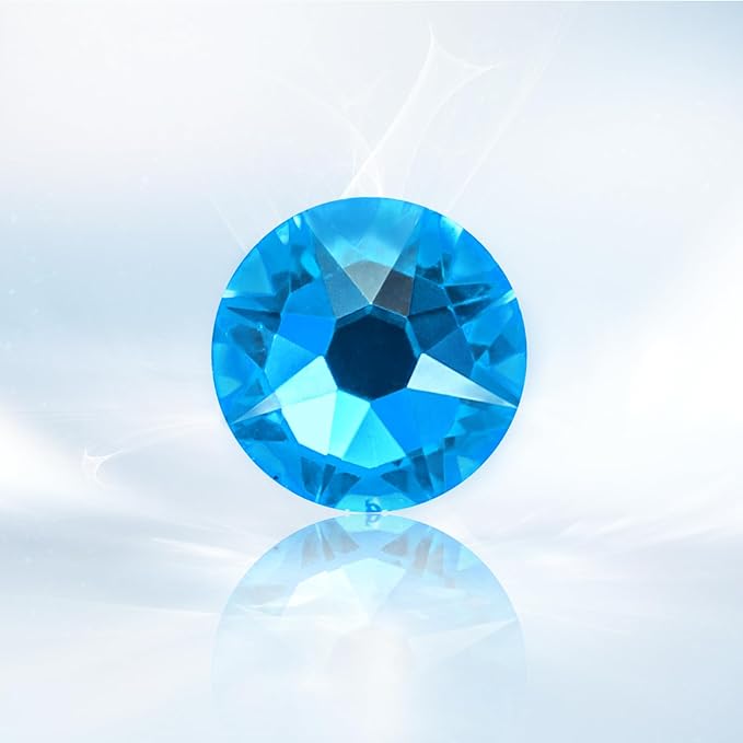 Novani Capri Blue Rhinestones 1440pcs Flat Back Round Rhinestone Style 2088 Sparkly Crystal Gemstones for Nail Art and Crafting SS16,3.8-4.0mm