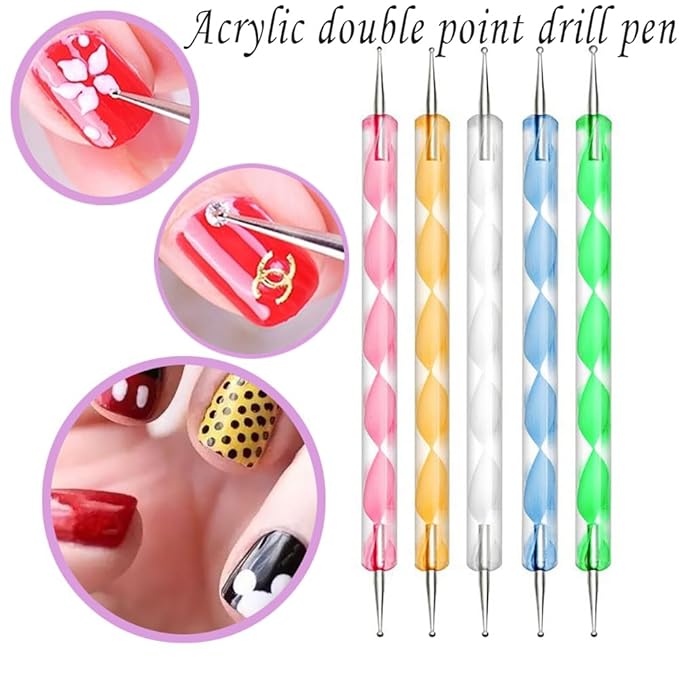 24 Pieces Nail Art Tools Kit Resin Nail Art Palette Acrylic Silicone Engraving Pen Dotting Pen Mixing Palette Detail Brushes Tools for Nail Art DIY Home Salon Makeup Display (Gold)