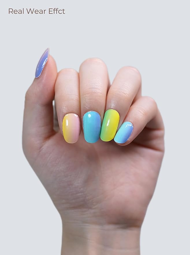 Semi Cured Gel Nail Strips - UV Light Gel Nail Stickers - 20 Long Lasting Salon Quality Wraps (Confetti Yellow)