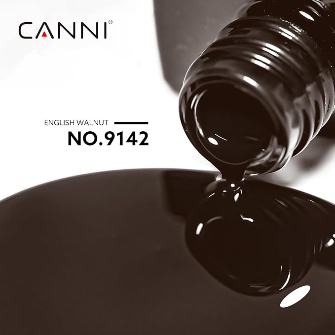 CANNI Dark Brown Gel Nail Polish, 1Pcs Deep Brown Gel Polish Color Nail Polish High Gloss Soak Off Nail Manicure Salon DIY at Home
