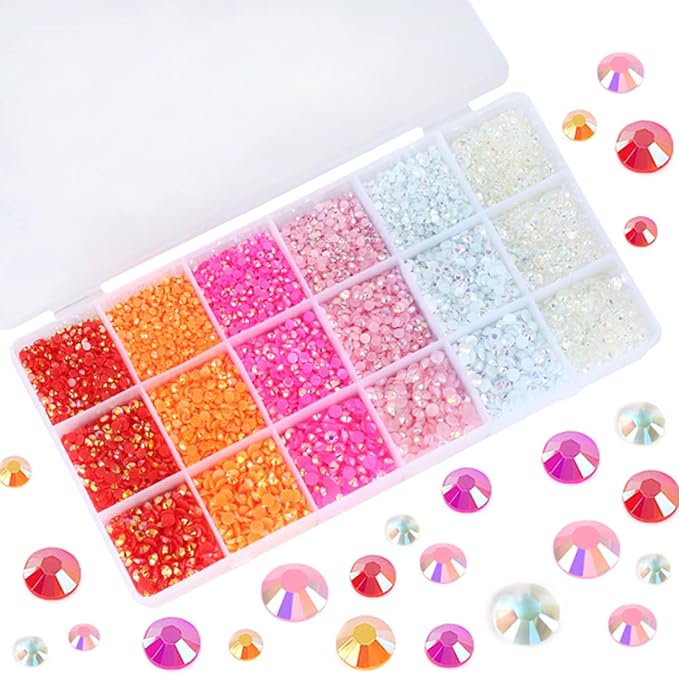 22380pcs Resin Rhinestones Set 3/4/6mm Flatback Stones Glitter Crystal Bulk for Garment Nail Art Decorations Resin Flatback Rhinestones Kit for Nail Crafts Tumbler Round Shape(II)
