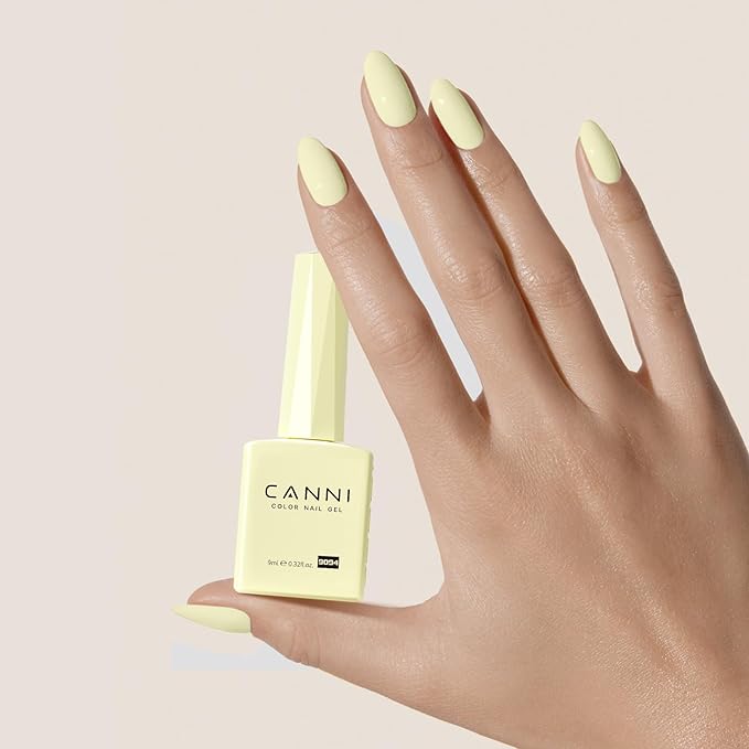CANNI Pastel Yellow Gel Nail Polish, 1Pcs Light Yellow Gel Polish Color Nail Polish High Gloss Soak Off U V Nail Manicure Salon DIY