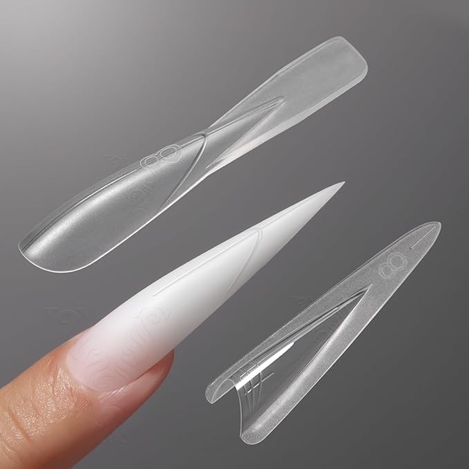 YOKEFELLOW Original Sandwich Dual Nail Forms - 15 Sizes 240Pcs Dual Forms for Builder Gel Quick Nails Extension, Poly Gel Nail Mold For Manicures at Home (W560-Stiletto)