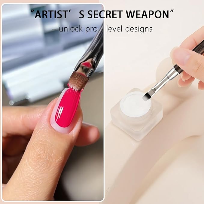 Wood Flat Nail Clean Up Brush, Cleaning Polish Mistake On The Cuticles, Acetone Manicure Brush for Builder Gel | French Tips | Salon & Home Use | Nail Artists & DIY Enthusiasts