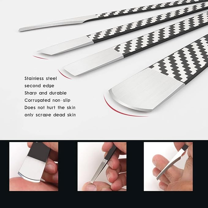 4 Pcs Decorative Foot Knives, Pedicure Knife Set for Ingrown Callus Shaver Feet Nail Correction Pliers Scissors Remover with Storage Bag. (160MM)