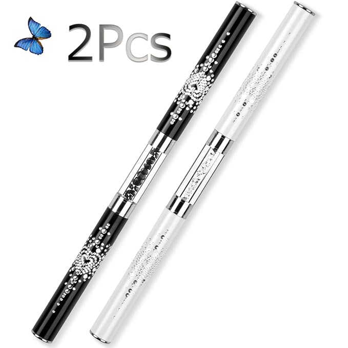 2Pcs Dual-ended Nail Art Liner Brush Set for UV Gel Polish Painting Drawing Rhinestone Handle Professional Nail Design Brushes 7/11/15/21mm