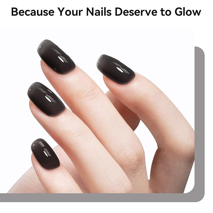 MEGIOR Jelly Black Gel Nail Polish 0.5 Fl Oz Neutral Transparent Colors Soak Off UV LED Lamp Light Cure Gel Polish Kit for Salon and Nail Art Starter Manicure DIY at Home