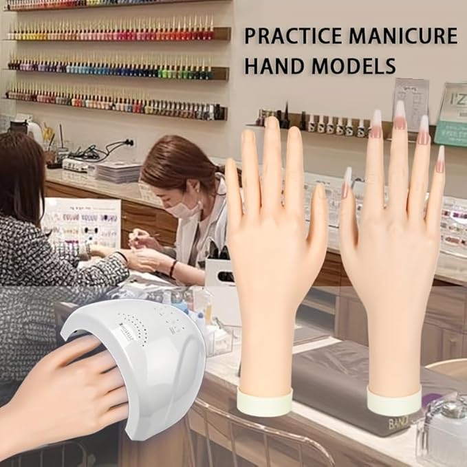 Practice Hand for Acrylic Nails Soft Touch Mannequin Hand for Nails, Flexible and Bendable Fake Hand for Nails for Nail Art Beginners