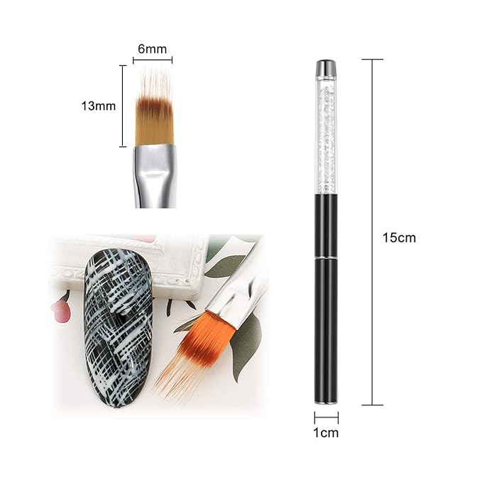 Nail Art Brushes,Nail Brushes for Nail Art,Rhinestone Handle Professional Gradient Manicure Tools Pens Drawing Painting Diy Home Salon