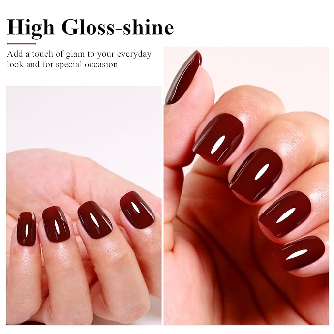 Imtiti 10ML Burgundy Red Nail Gel Polish Soak Off LED UV Nail Gel DIY at Home Salon Art Gift for Women Girls 1PCS