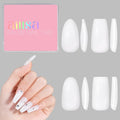 AILLSA Milky White Press on Nails Medium Almond, 112 Pcs 4 Shapes Soft Nail Tips Acrylic Fake Nails Press Ons Set, Pre-Applied Primer Long Lasting False Nail Extensions for Manicure Home DIY