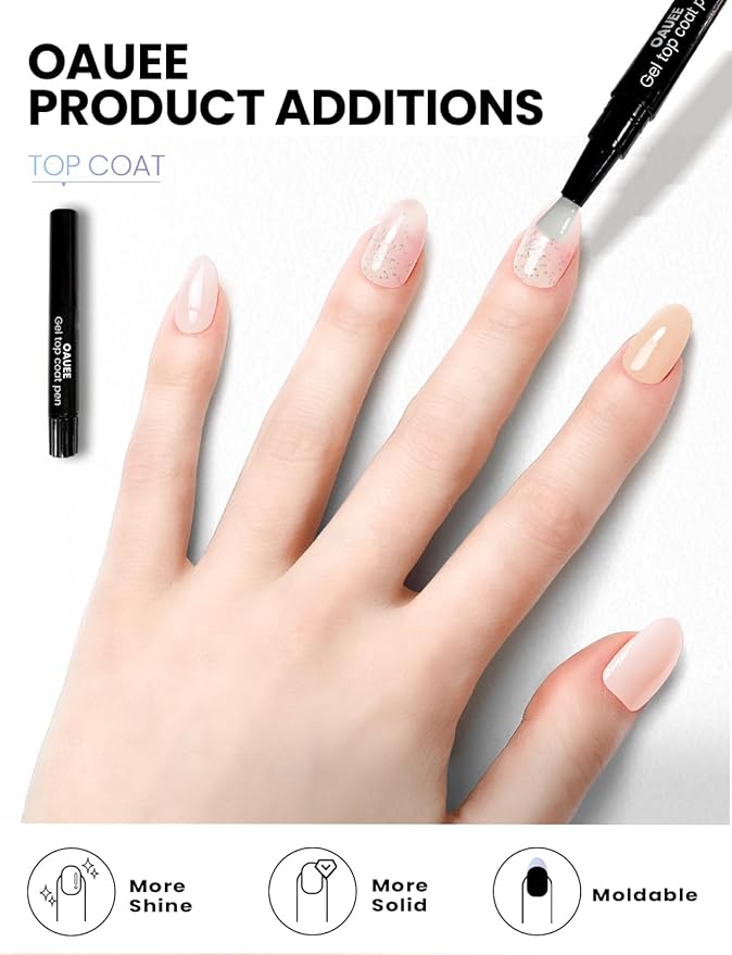 Semi Cured Gel Nail Strips | Built-In Gel Top Coat | UV Light Required | Salon Quality, Easy Application And Removal (Stardust Marble）