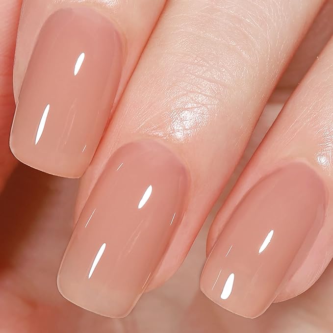AILLSA Jelly Nude Gel Polish Dark Nude Gel Nail Polish Natural Translucent Nail Polish Soak Off U V Neutral Color Sheer Base Polish for Nail Art DIY French Manicure at Home 0.51 Fl Oz /GB55