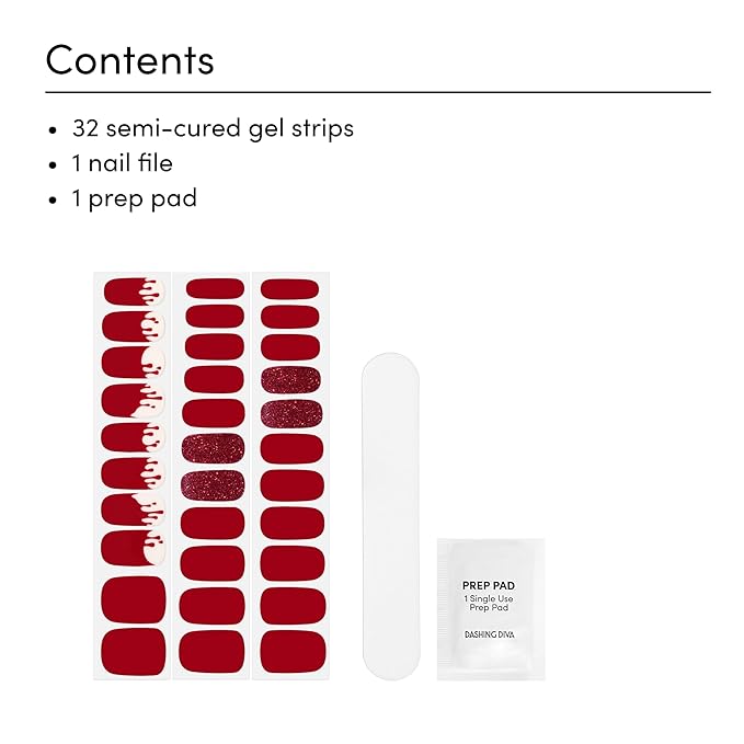 Dashing Diva Gloss Nail Strips - Michael Myers Loves My Mani - UV Free, Chip Resistant, Long Lasting Gel Nail Stickers - 3-Piece Manicure Set - Contains 32 Wraps, 1 Prep Pad, 1 File