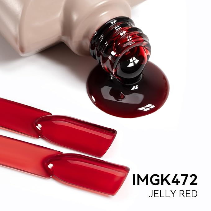 MAYCHAO 15ML Jelly Red Gel Nail Polish 1Pc Sheer Red Gel Polish Soak Off UV LED Transparent Nail Polish Nail Art Starter Manicure Salon DIY at Home, 0.5 OZ