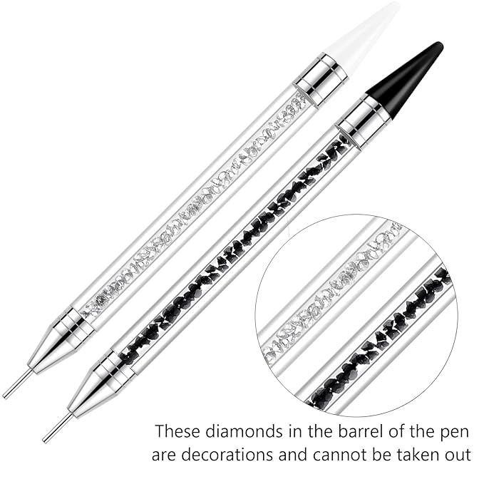LIGHT RAIN Rhinestone Picker Tool - 2pcs Dual-head Bedazzling Pen with 4 Wax Tips, 8pcs Clay, Adjustable Precision Tweezers, 1400pcs Rhinestones and 2pcs Organizer Tray Kit for Nail Art
