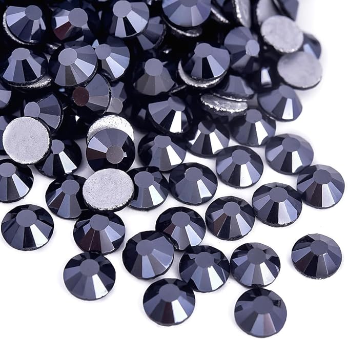 Blinginbox 1440 Pieces SS16/3.8-4mm Flat Back Crystal Rhinestones Round Gems for Nail Art,Jet Hematite