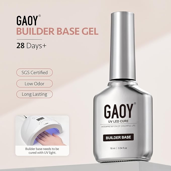 GAOY 16ml Rubber Base Gel, Jelly Builder Base Nail Gel Nude Sheer Pink, 3-in-1 Soak Off Nail Strengthener UV Light Cure, 01 Lush Nude