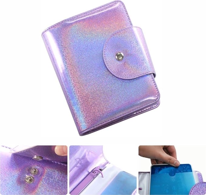 VNC 20 Slots Nail Art Stamp Plate Holder Stamping Plates Storage Bag Cases Rainbow Replaceable XL Plates Big Size 9.5x14.5CM Organizers (A-Purple)