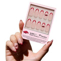 Glamnetic x Fanatics Press On Nails - Arkansas Razorbacks | Short Almond Fake Nails, Collegiate Razorbacks Red French Tips, College Nails, Salon-Quality | 15 Sizes - 30 Nail Kit with Glue